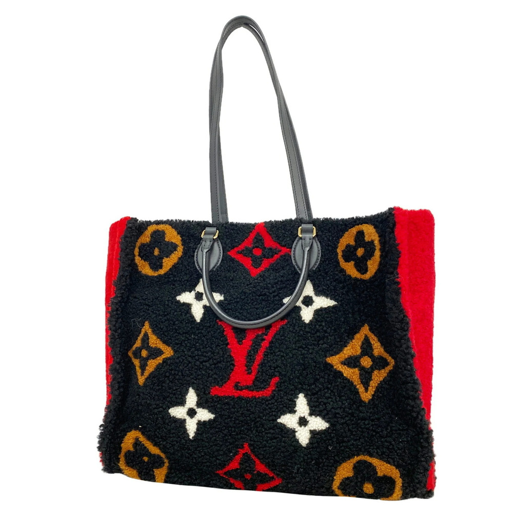 Louis Vuitton Monogram Teddy OnTheGo GM Tote Bag M55421 Black Red Women's OP0...